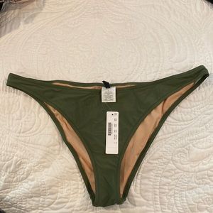 J. Crew 1989 high-leg bikini bottoms. Large in Safari Green